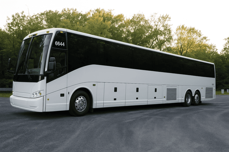 exterior of Charter Bus Rental Elizabeth coach bus